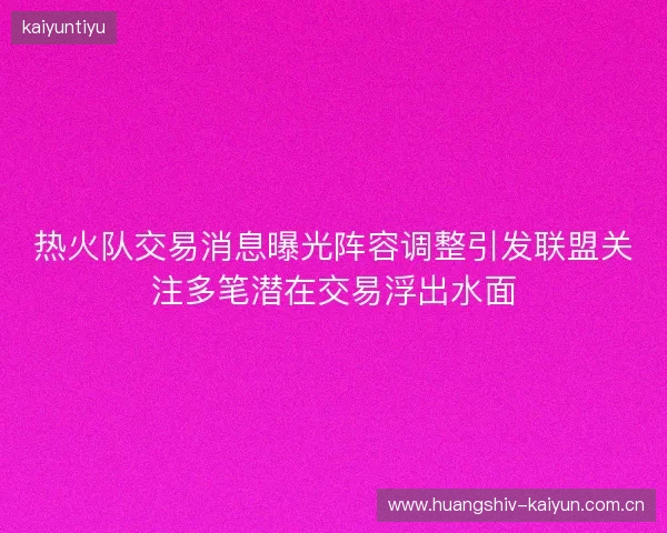 热火队交易消息曝光阵容调整引发联盟关注多笔潜在交易浮出水面